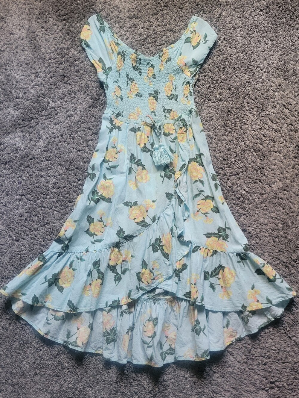 Justice Light Blue Floral with Yellow Roses Size 6